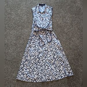 Nic And Zoe Tie Waist Collared Midi Dress Size Medium